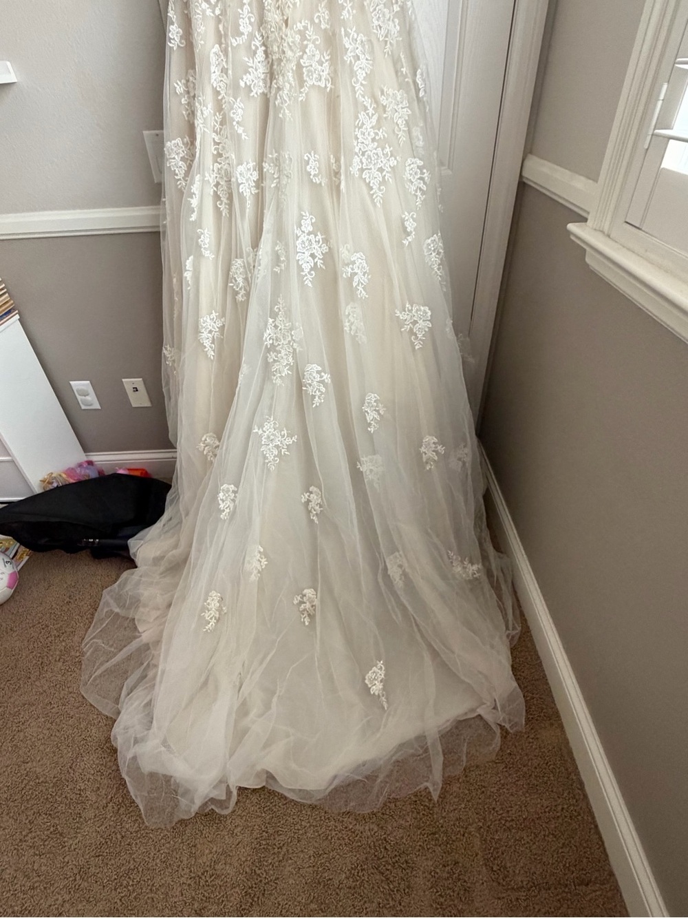 Maggie Sottero Ivory Lace Off-Shoulder Ball Gown - Picture 6 of 9